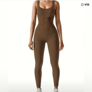 Callie Lives Compression Shapewear Neutral Jumpsuits BROWN Large